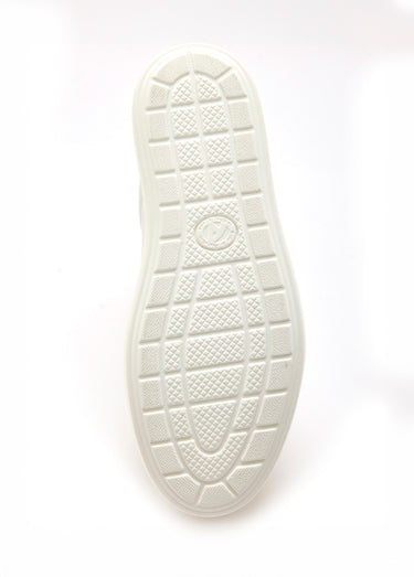 Baskets cuir lacets et zip, détail talon Blanc