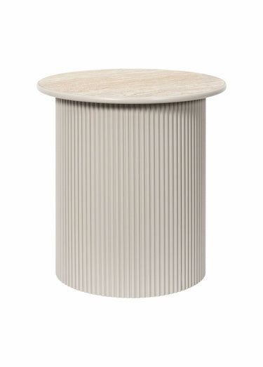Petites tables assorties, effet pierre Blanc/Beige