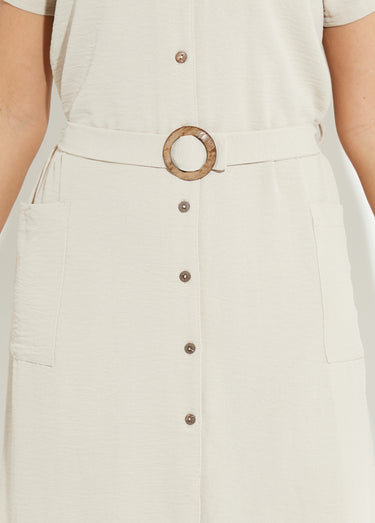 Robe chemisier en crêpe, style ethnique Beige