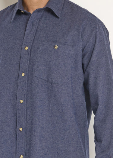 Chemise unie en flanelle chaude Marine