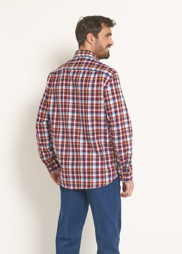 Chemise flanelle détails velours, chic Carreaux Rouge