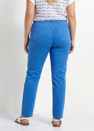 Pantalon droit coton stretch 5 poches Bleu Dur