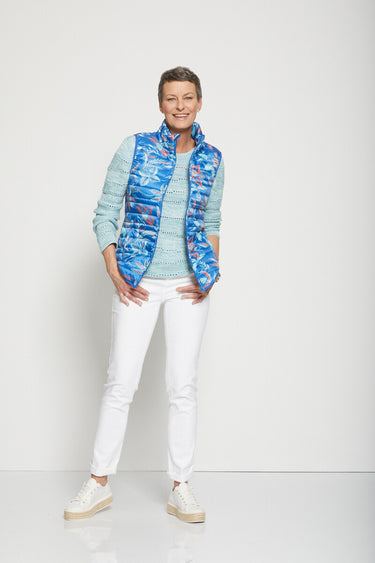 Veste matelassée sans manches Imprime Bleu/Corail