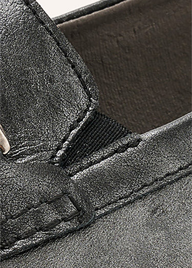 Mocassins grande largeur cuir chaîne à maillons Argent