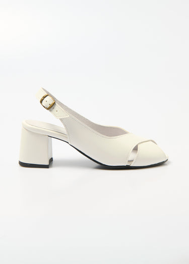 Sandales à talon brides croisées largeur confort Blanc