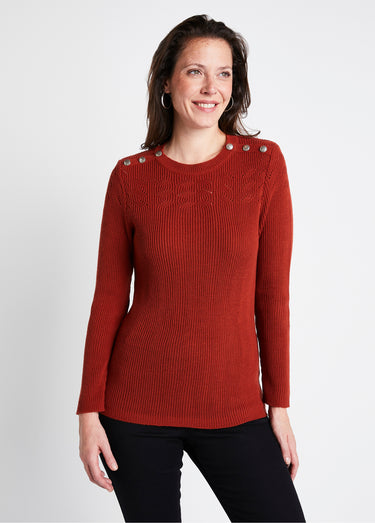 Pull ajouré maille côtelée col rond Epice