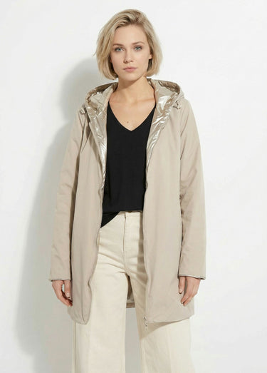 Coupe vent déperlant réversible, long Beige Dore