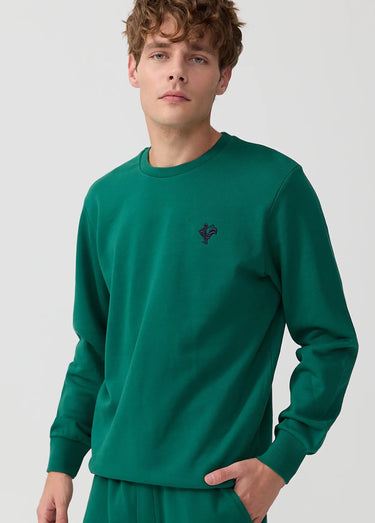 Sweat shirt en molleton avec col rond Vert Sapin
