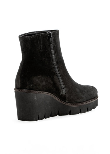 Boots en cuir aspect daim, compensées Noir