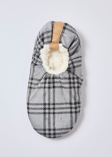 Chaussons chauds fourrés sherpa Carreaux Gris