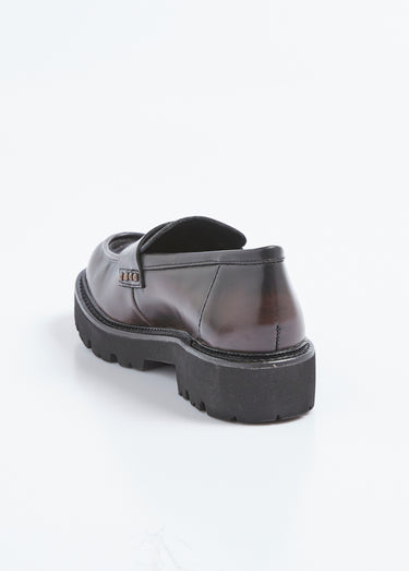 Mocassins cuir avec semelle épaisse crantée Marron