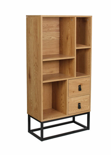 Bibliothèque design, bois et pied métal Naturel / Noir