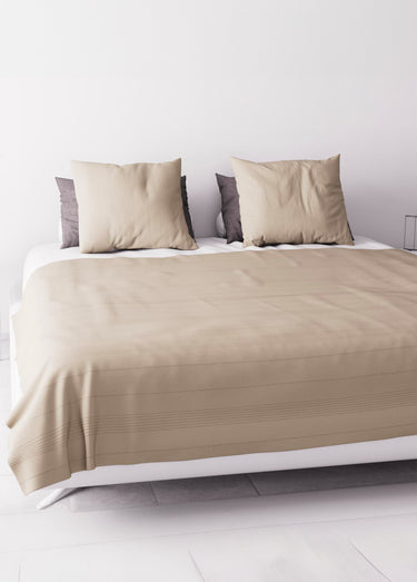 Jeté de canapé bachette coton, motif lignes Taupe