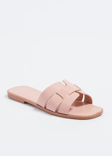 Mules plates chic avec jeu de brides Rose
