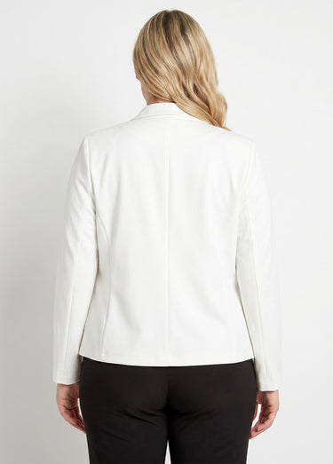 Veste unie courte smocking manches 3/4 Blanc