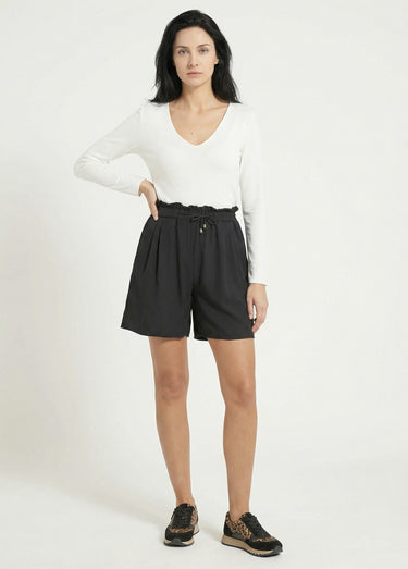 Short souple élastiqué, Essentiel Noir