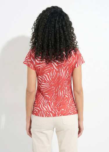 T-shirt col rond manches courtes imprimé Rouge