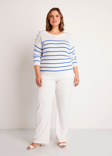 Pull fin rayé Blanc/Bleu