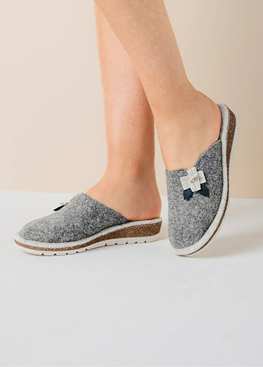 Mules feutrine largeur confort application fantaisie Gris