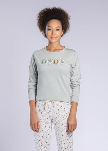 Pyjama motif manches longues col rond Vert Imprime