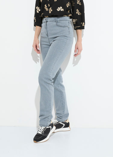 Jean 5 poches ceinture extensible coton stretch Gris