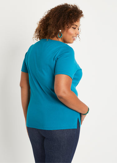 T-shirt droit long manches courtes Aqua