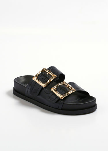 Mules avec boucles métallisées fantaisie Noir