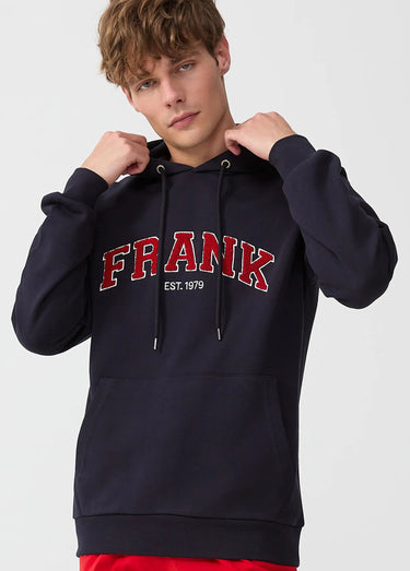 Sweat shirt à capuche, logo bouclette Bleu Marine