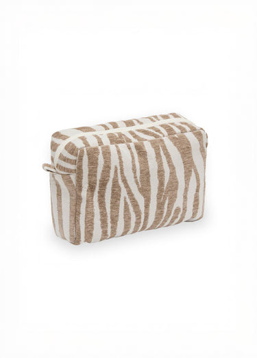 Petite trousse de toilette tissu texturé Beige