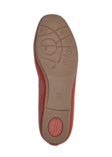 Ballerines cuir semelle plate antidérapante Rouge