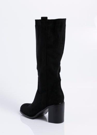 Bottes suédine bout rond thème western Noir