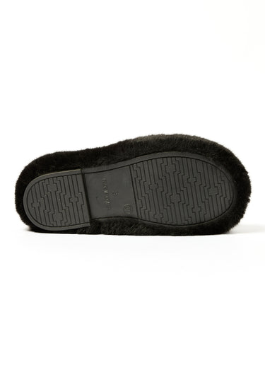 Mules fourrure et noeud Noir