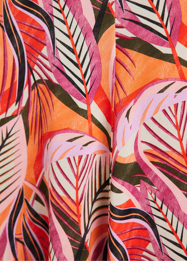 Jupe mi longue évasée maille Orange/Fuchsia