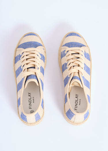 Baskets semelle plateforme façon corde Raye Bleu