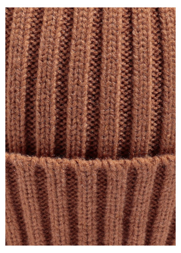 Bonnet en maille cotelée à revers Camel