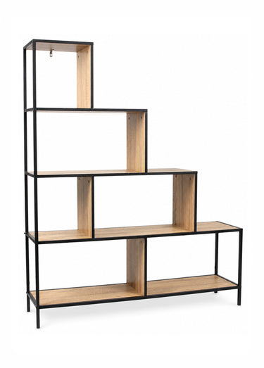 Etagère design escalier bois/métal EDISON Marron/Noir