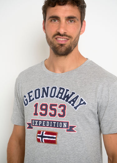 T-shirt inscriptions vintage col rond Gris Clair