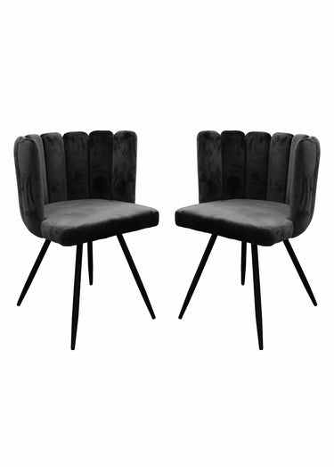 Chaises velours dossier capitonné 1G Noir