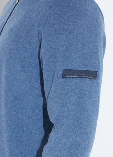 Pull avec col zippé et détails bimatière Bleu