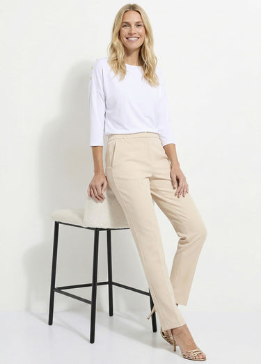 Pantalon droit taille semi-élastiquée Sable