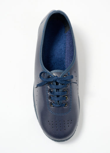 Derbies compensées grande largeur lacées cuir Marine