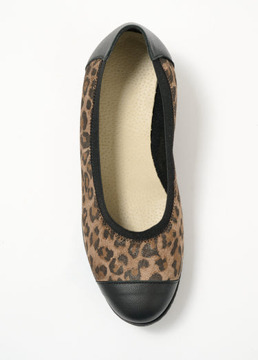 Ballerines compensées grande largeur cuir Imprime Leopard