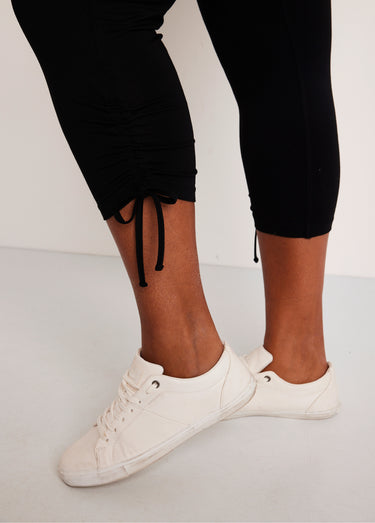 Legging court ceinture élastiqué Uni Noir