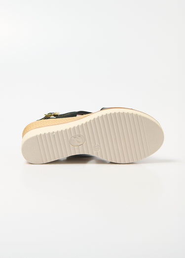 Sandales largeur confort compensées cuir Noir