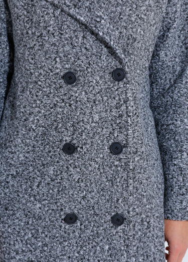 Caban long uni façon laine bouclée Gris Chine