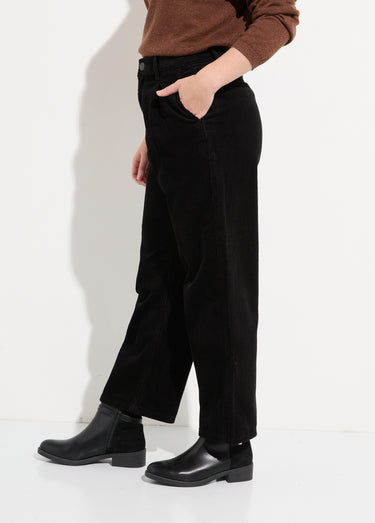 Pantalon large velours, spécial PETITE Noir