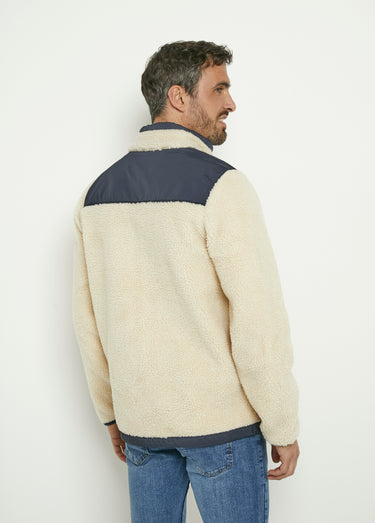 Veste chaude en sherpa avec col montant Ecru/Marine