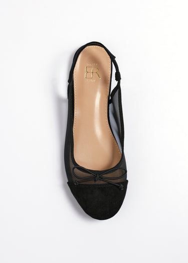 Ballerines plates en résille talon ouvert Noir