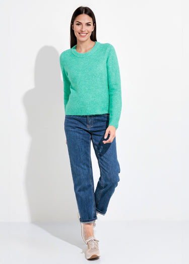 Pull col rond chaud duveteux avec laine Vert
