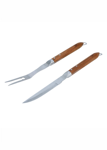 Set 2 Ustensiles barbecue acier/bois SEVE 1 Gris / Marron